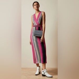 Ted Baker Pink and Gray Striped Dress